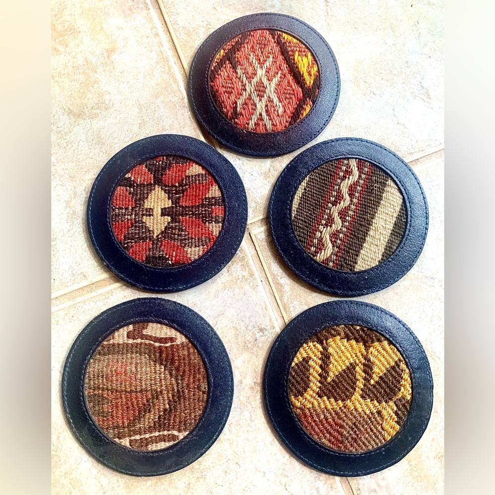New Handcrafted Southwest Woven Coaster Set